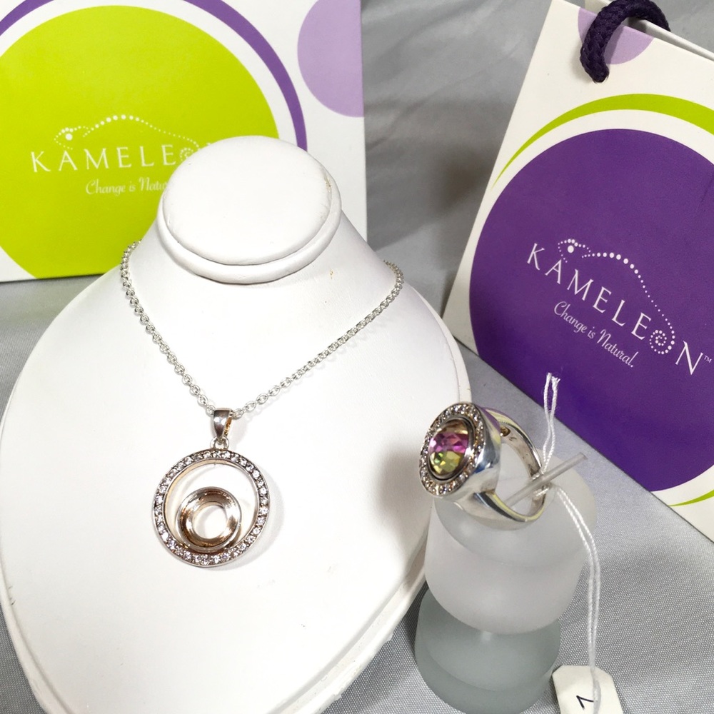 Kameleon CZ Jewel Pop Ring Pendent Lot Blossom